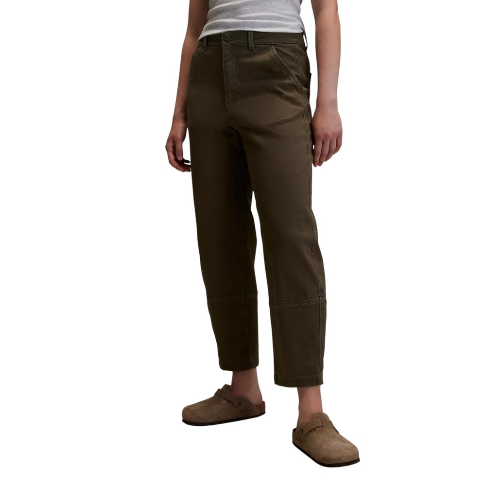 NEW! ALPINE DESIGN Women's High Rise Vintage Olive Relaxed Leg Crop Barrel Pant